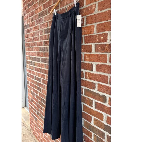 Maeve Anthropologie Avery Wide-Leg Linen Trousers M Tall Midnight Navy NWT - Picture 1 of 9